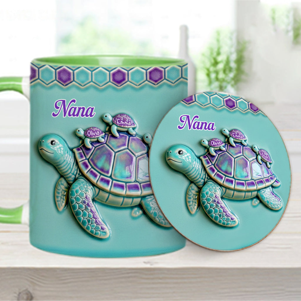 Nana Turtle Gift For Mom Grandma - Personalized Grandma Accent Mug