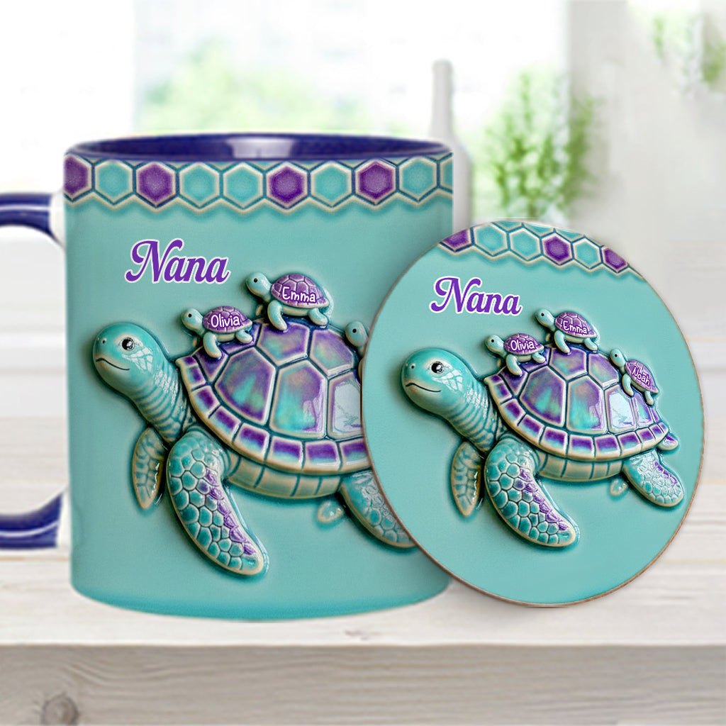 Nana Turtle Gift For Mom Grandma - Personalized Grandma Accent Mug