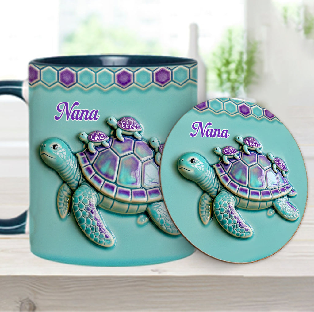 Nana Turtle Gift For Mom Grandma - Personalized Grandma Accent Mug