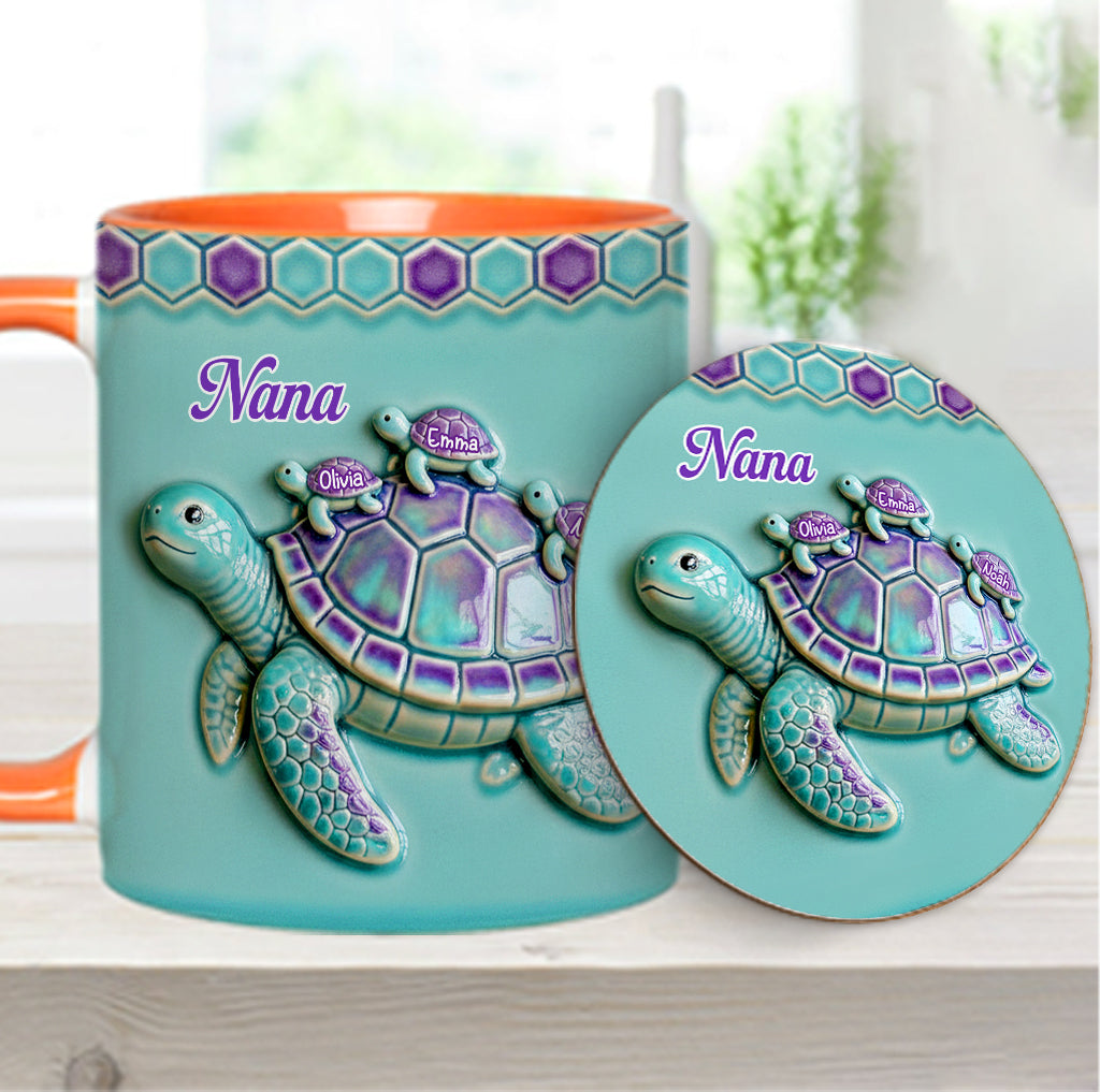 Nana Turtle Gift For Mom Grandma - Personalized Grandma Accent Mug