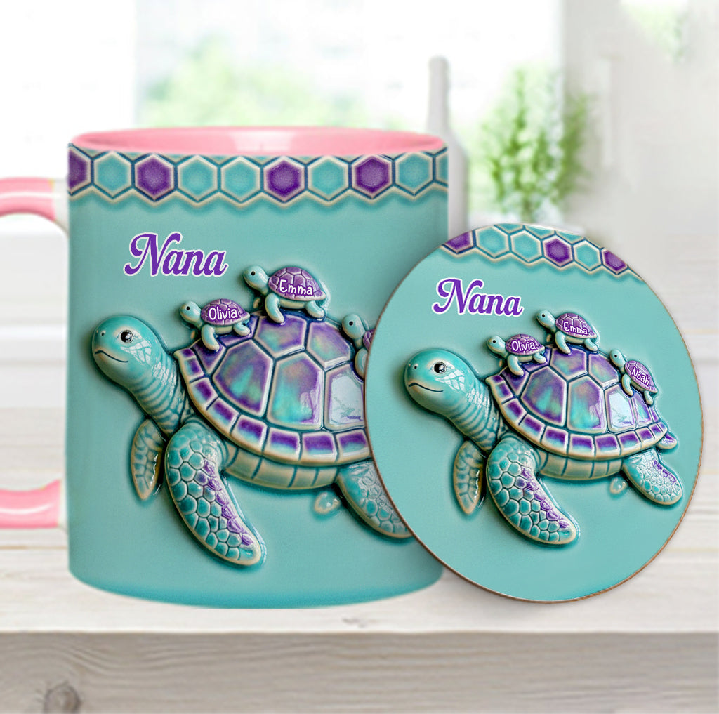 Nana Turtle Gift For Mom Grandma - Personalized Grandma Accent Mug