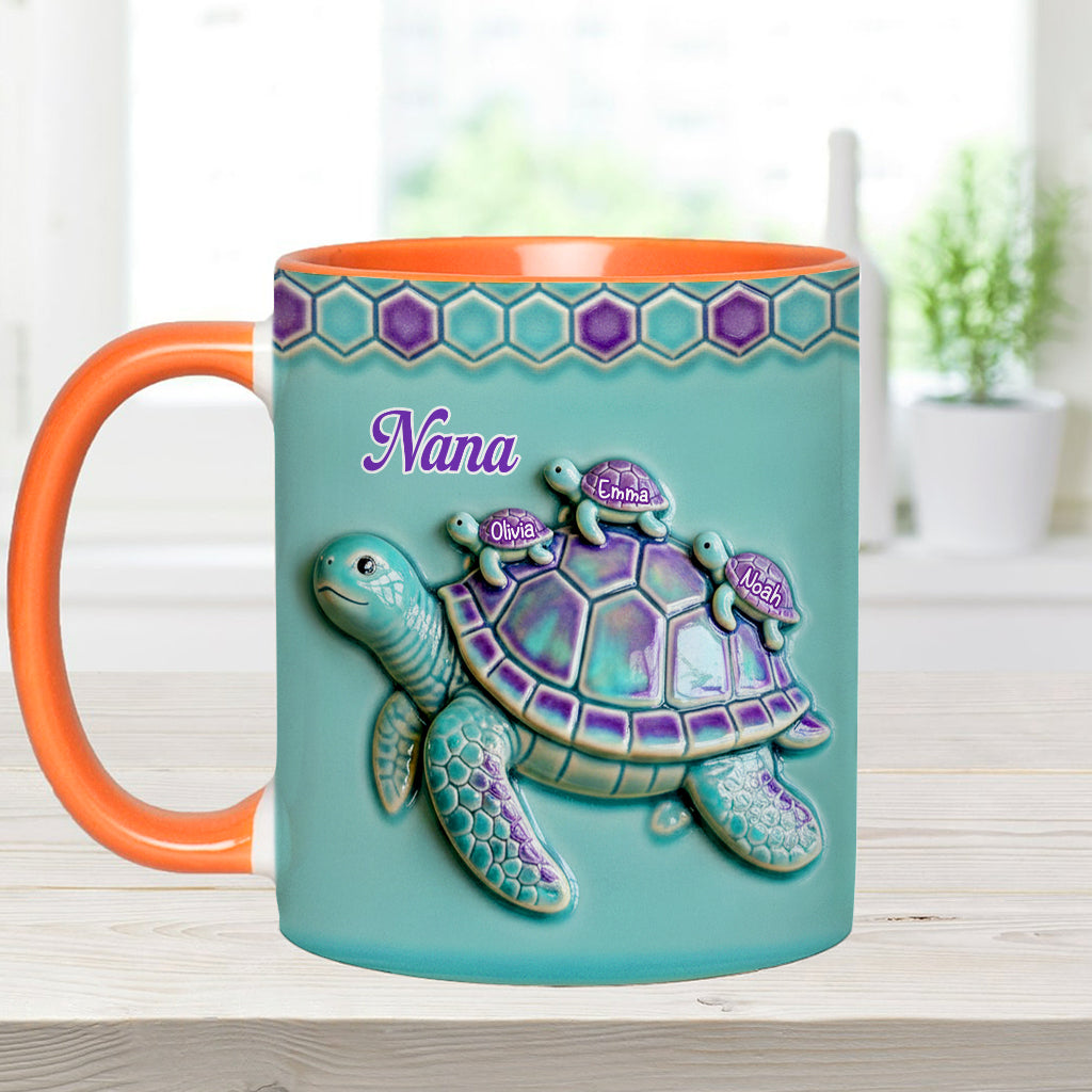 Nana Turtle Gift For Mom Grandma - Personalized Grandma Accent Mug
