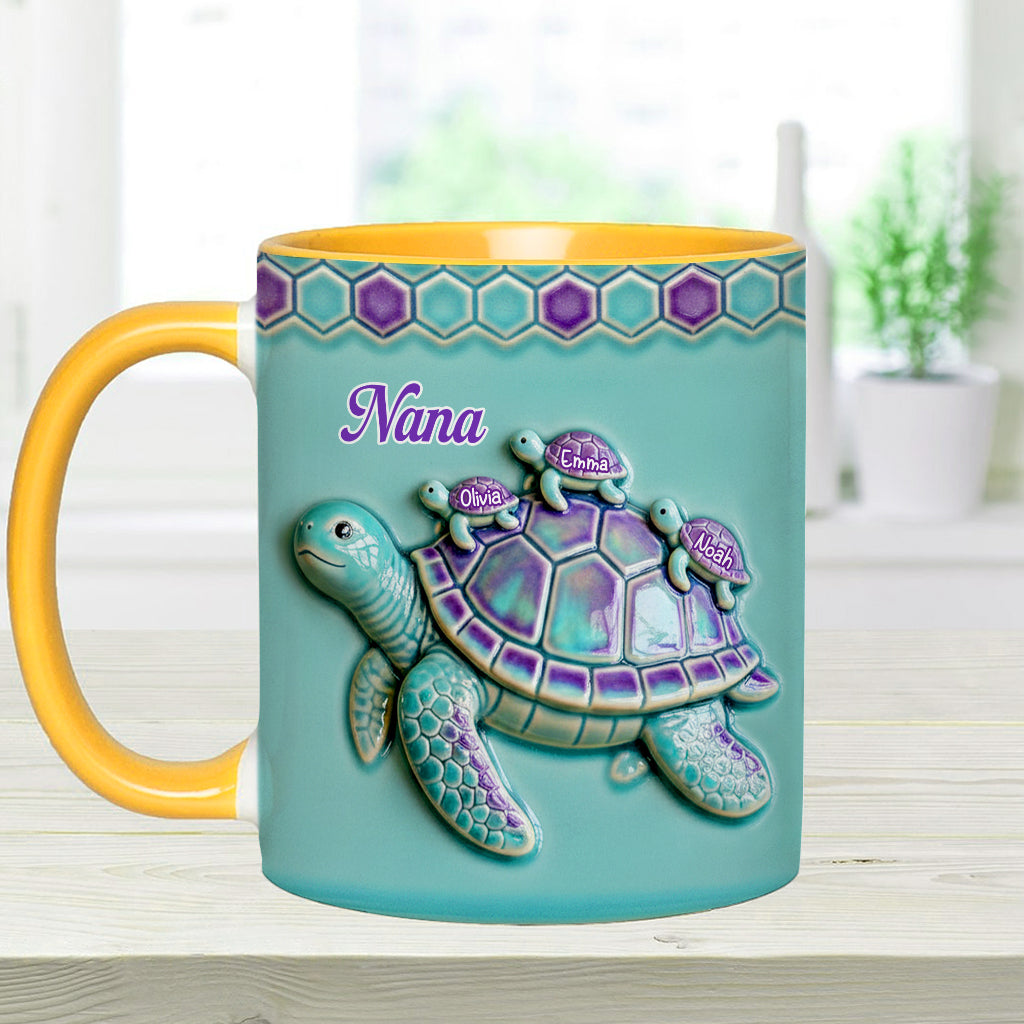 Nana Turtle Gift For Mom Grandma - Personalized Grandma Accent Mug