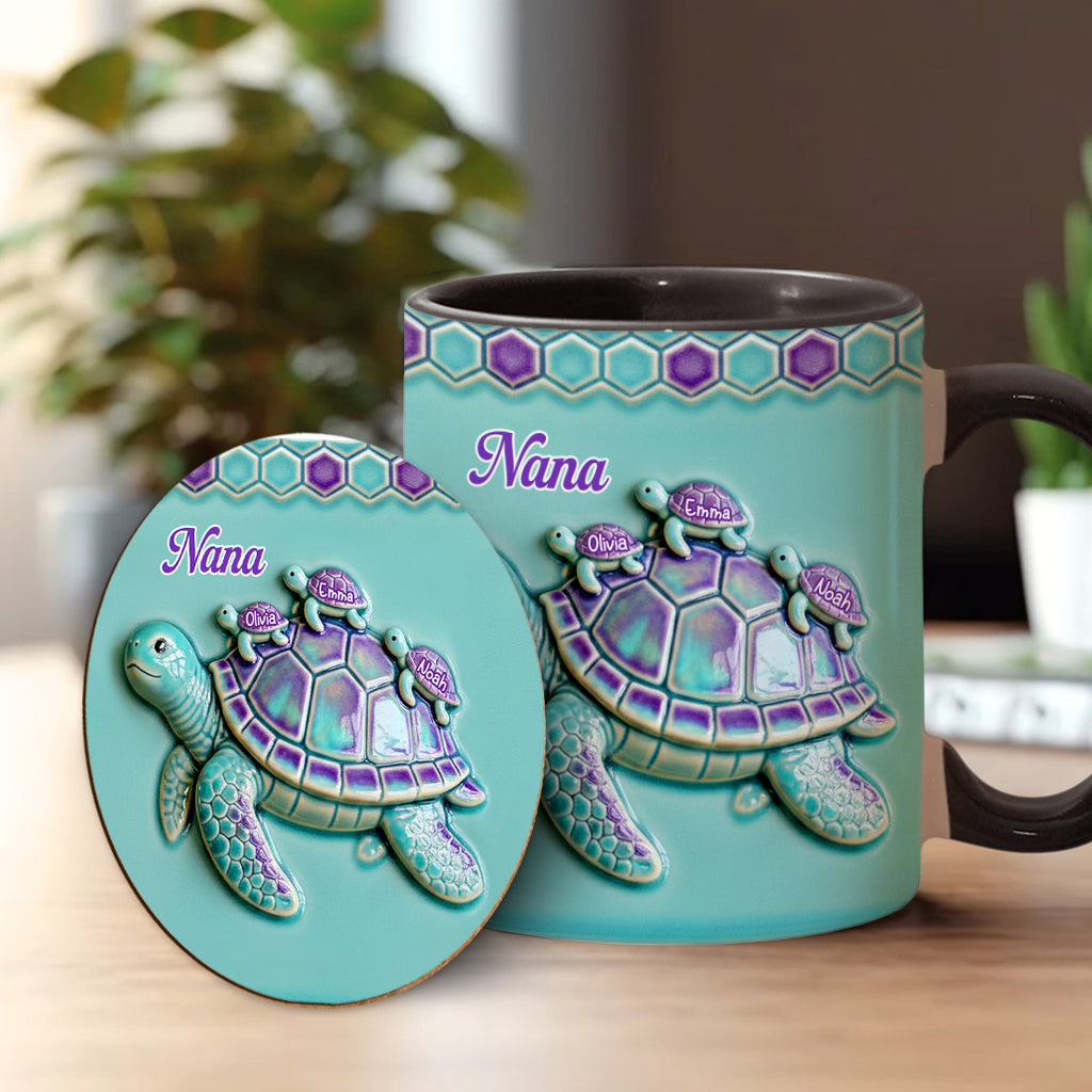 Nana Turtle Gift For Mom Grandma - Personalized Grandma Accent Mug