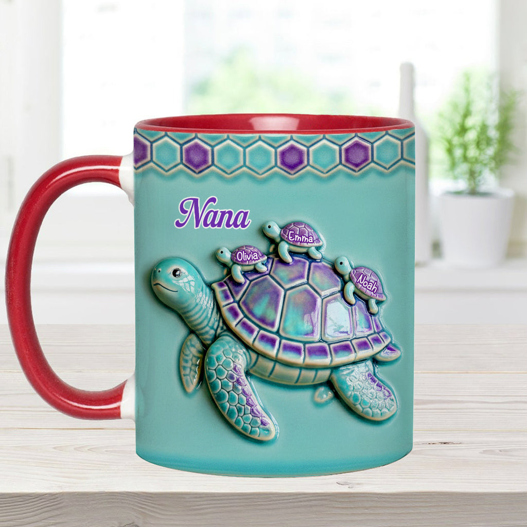 Nana Turtle Gift For Mom Grandma - Personalized Grandma Accent Mug