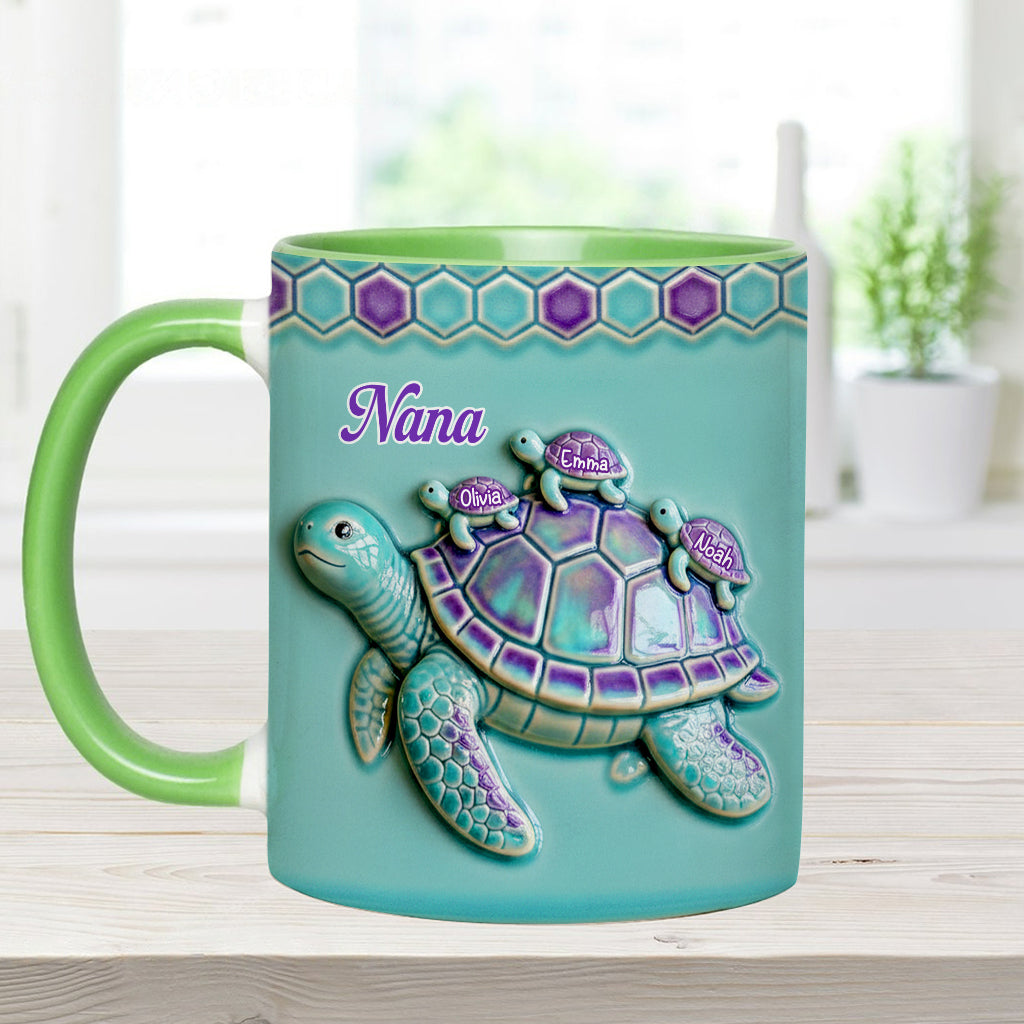 Nana Turtle Gift For Mom Grandma - Personalized Grandma Accent Mug