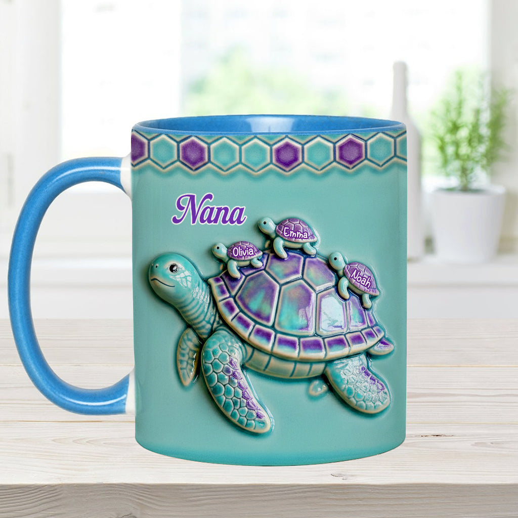 Nana Turtle Gift For Mom Grandma - Personalized Grandma Accent Mug