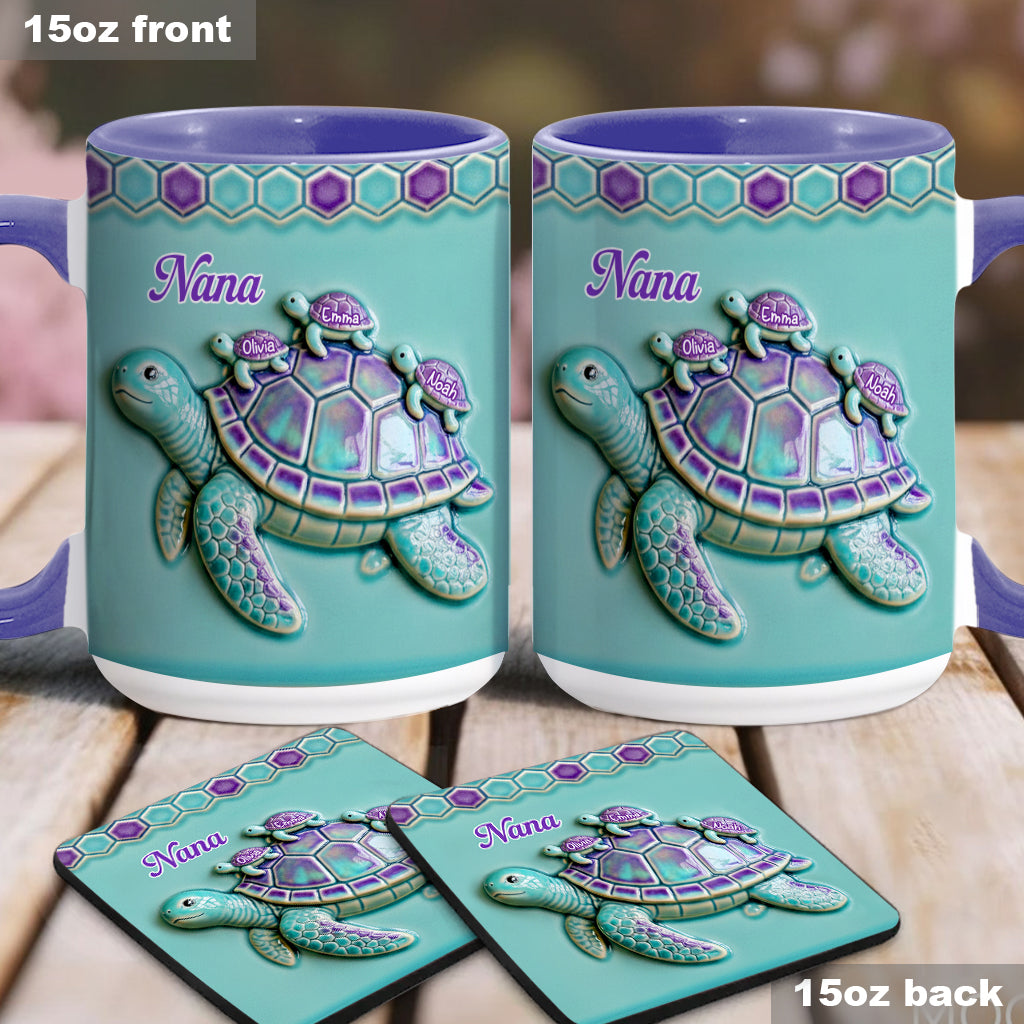 Nana Turtle Gift For Mom Grandma - Personalized Grandma Accent Mug