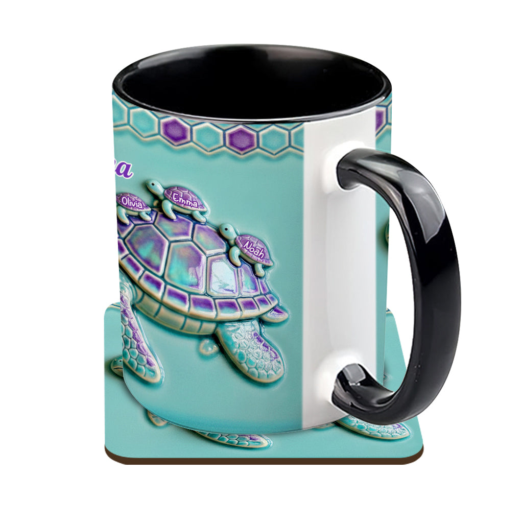 Nana Turtle Gift For Mom Grandma - Personalized Grandma Accent Mug
