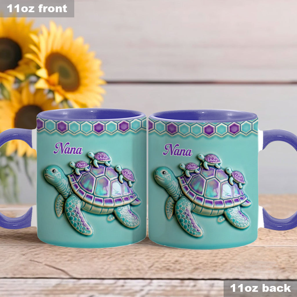 Nana Turtle Gift For Mom Grandma - Personalized Grandma Accent Mug