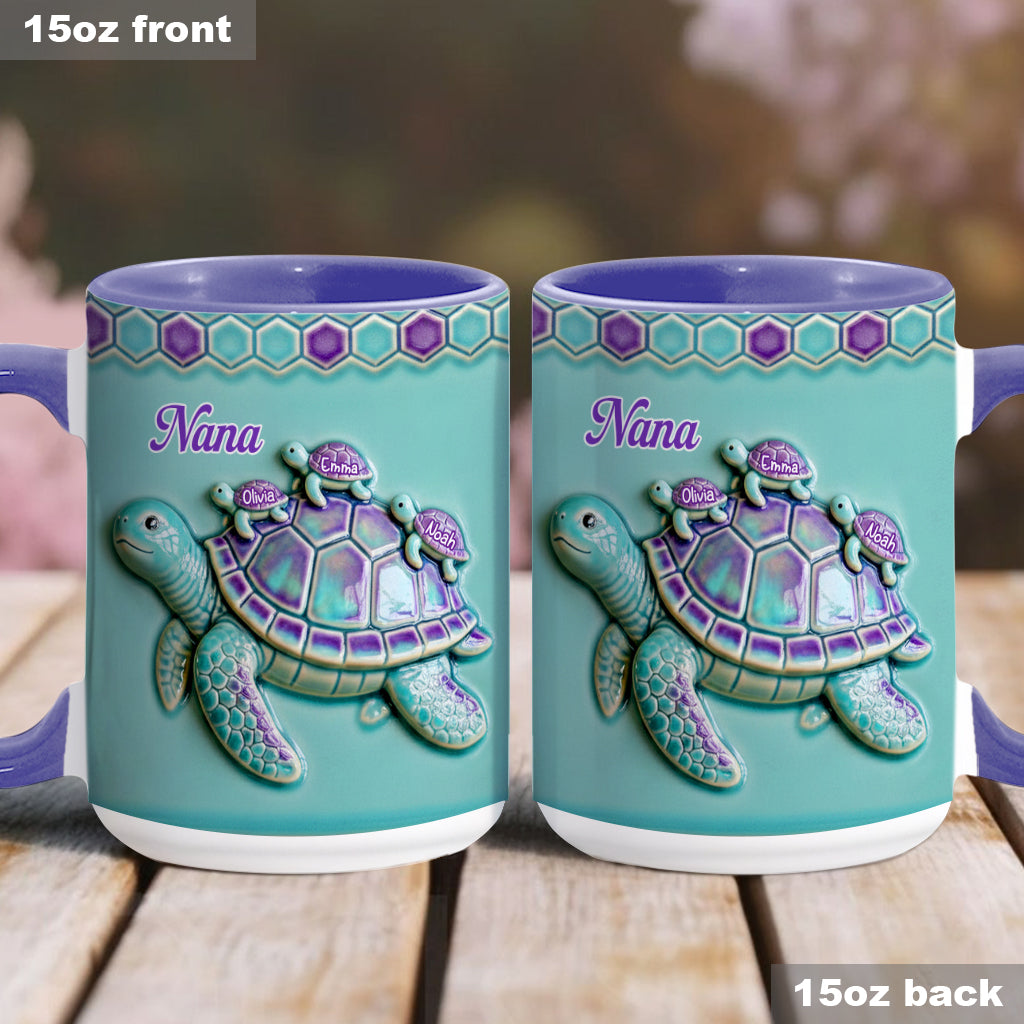 Nana Turtle Gift For Mom Grandma - Personalized Grandma Accent Mug