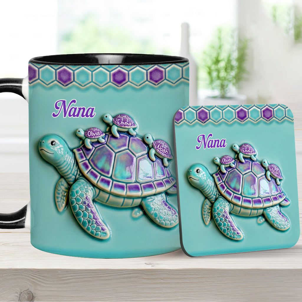 Nana Turtle Gift For Mom Grandma - Personalized Grandma Accent Mug