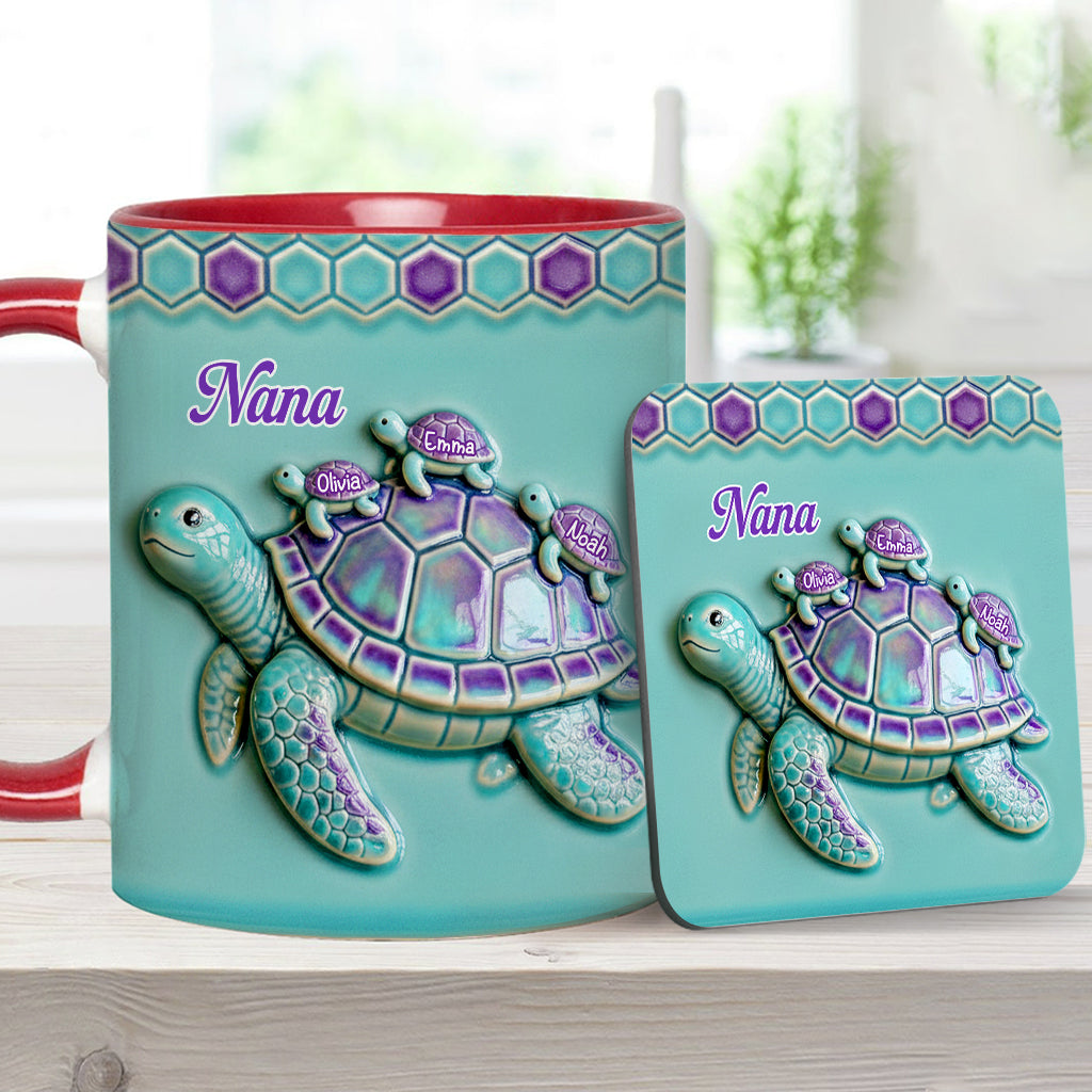 Nana Turtle Gift For Mom Grandma - Personalized Grandma Accent Mug