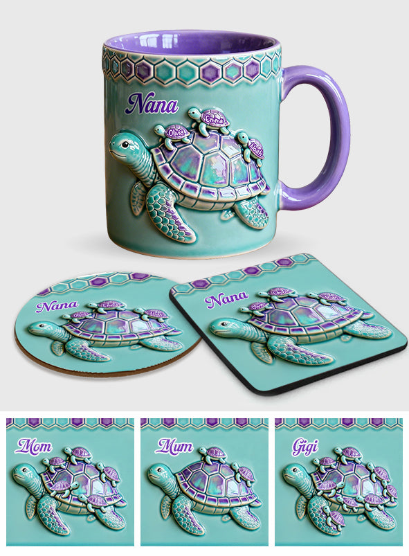 Nana Turtle Gift For Mom Grandma - Personalized Grandma Accent Mug