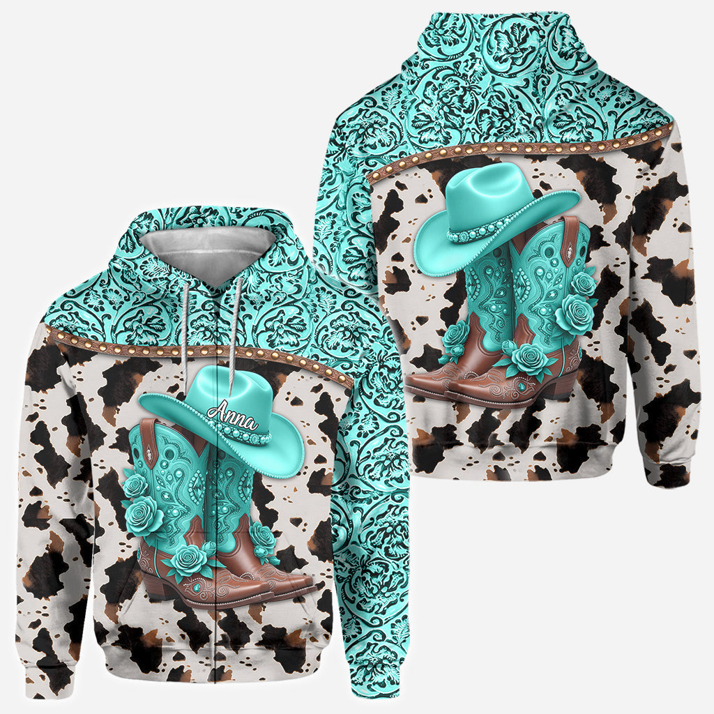 Western Cowgirl Boots - Personalized Cowgirl All Over Shirt