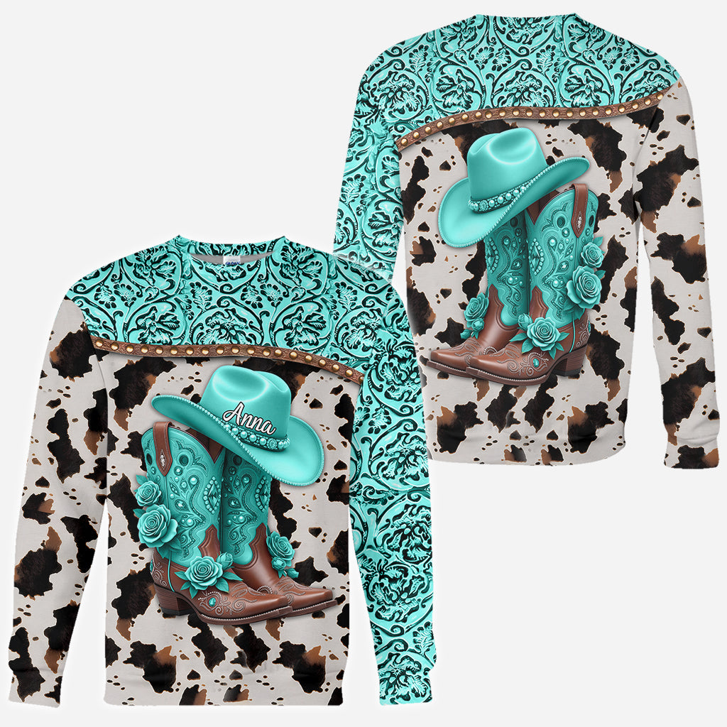 Western Cowgirl Boots - Personalized Cowgirl All Over Shirt