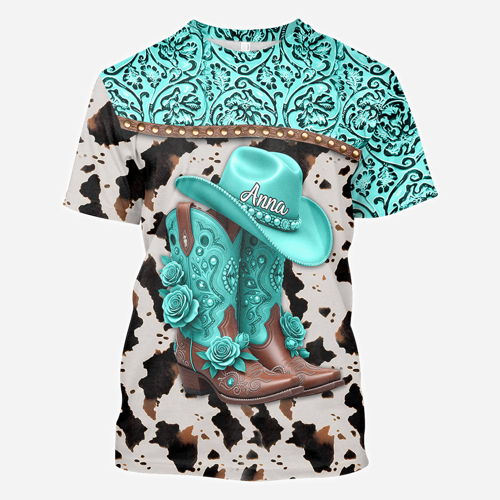 Western Cowgirl Boots - Personalized Cowgirl All Over Shirt