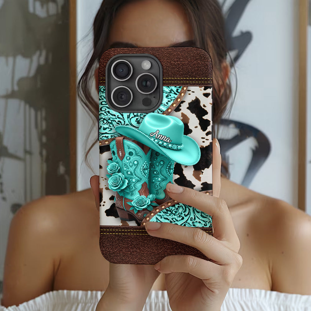 Western Cowgirl Boot - Personalized Cowgirl Full Print Phone Case