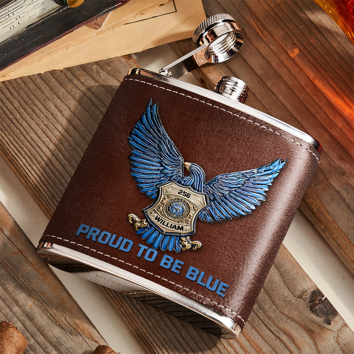 Proud to Be Blue - Personalized Police Officer Hip Flask