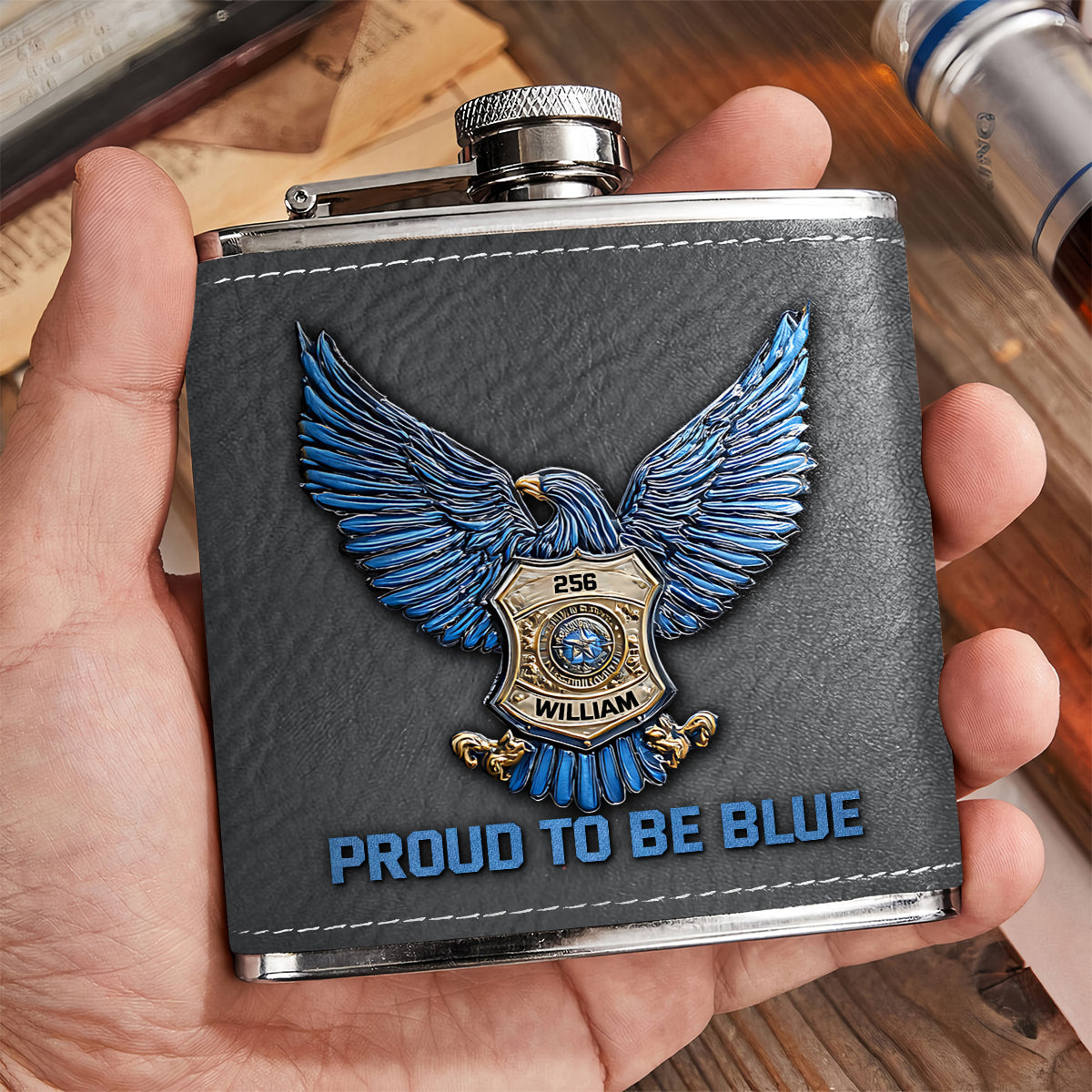Proud to Be Blue - Personalized Police Officer Hip Flask