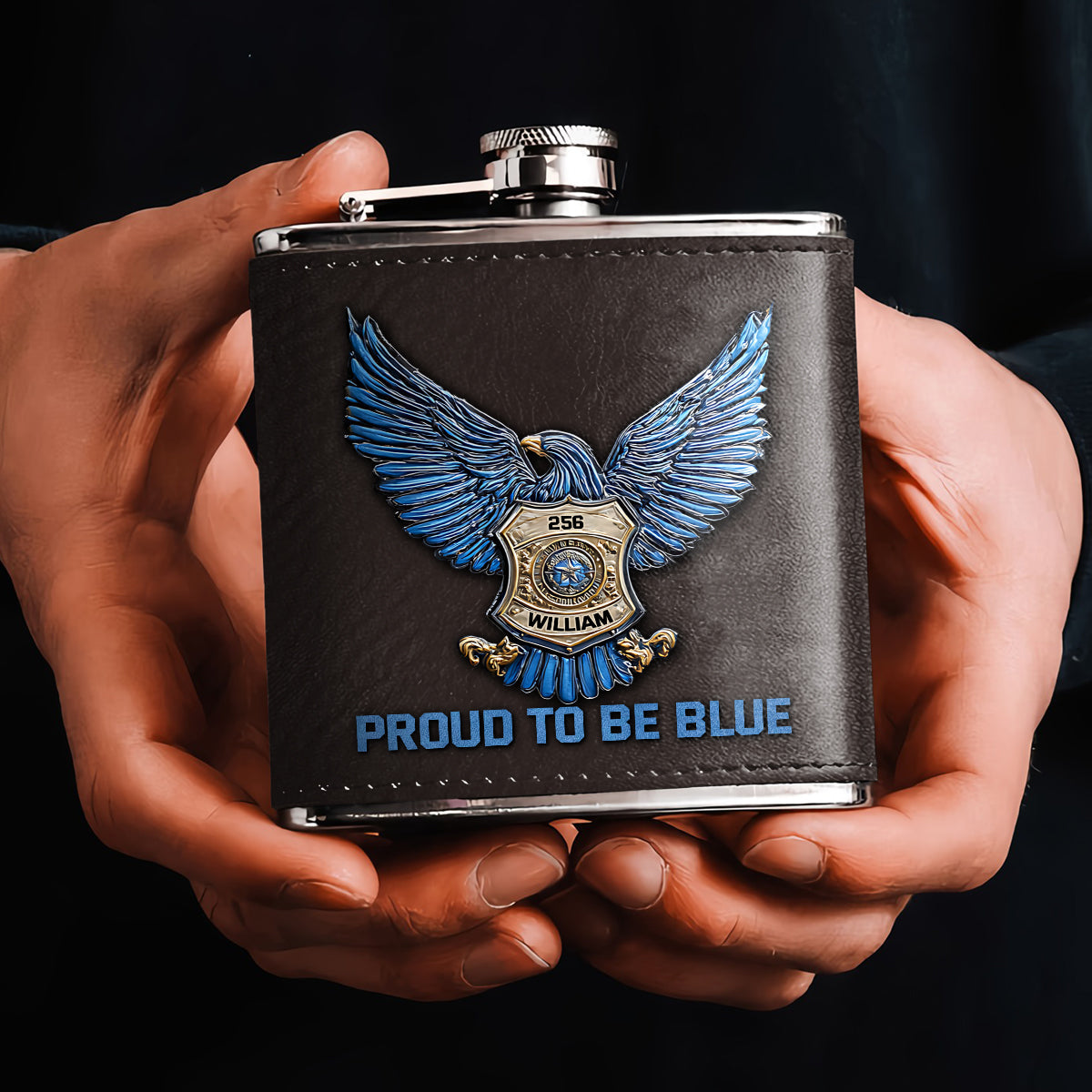 Proud to Be Blue - Personalized Police Officer Hip Flask