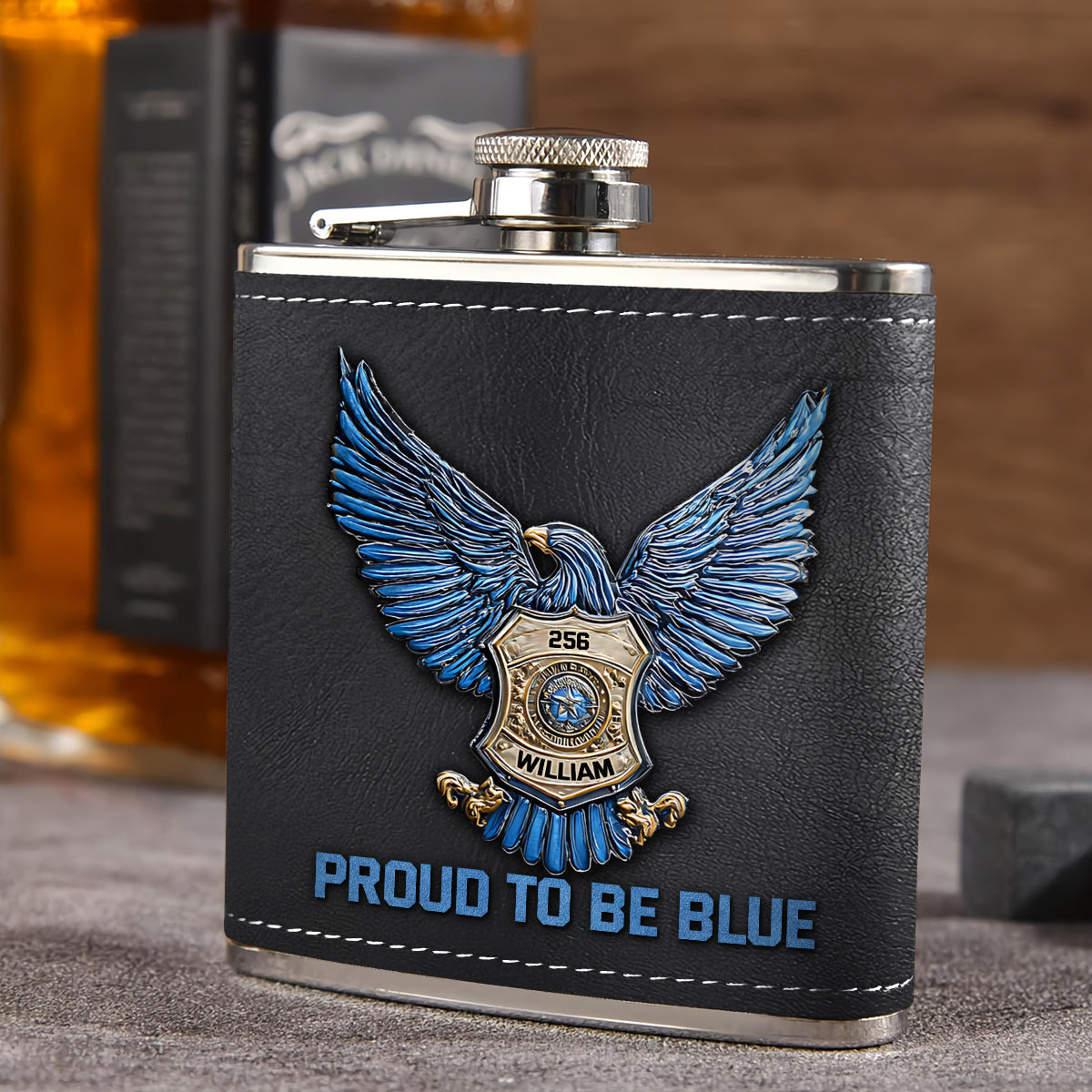 Proud to Be Blue - Personalized Police Officer Hip Flask
