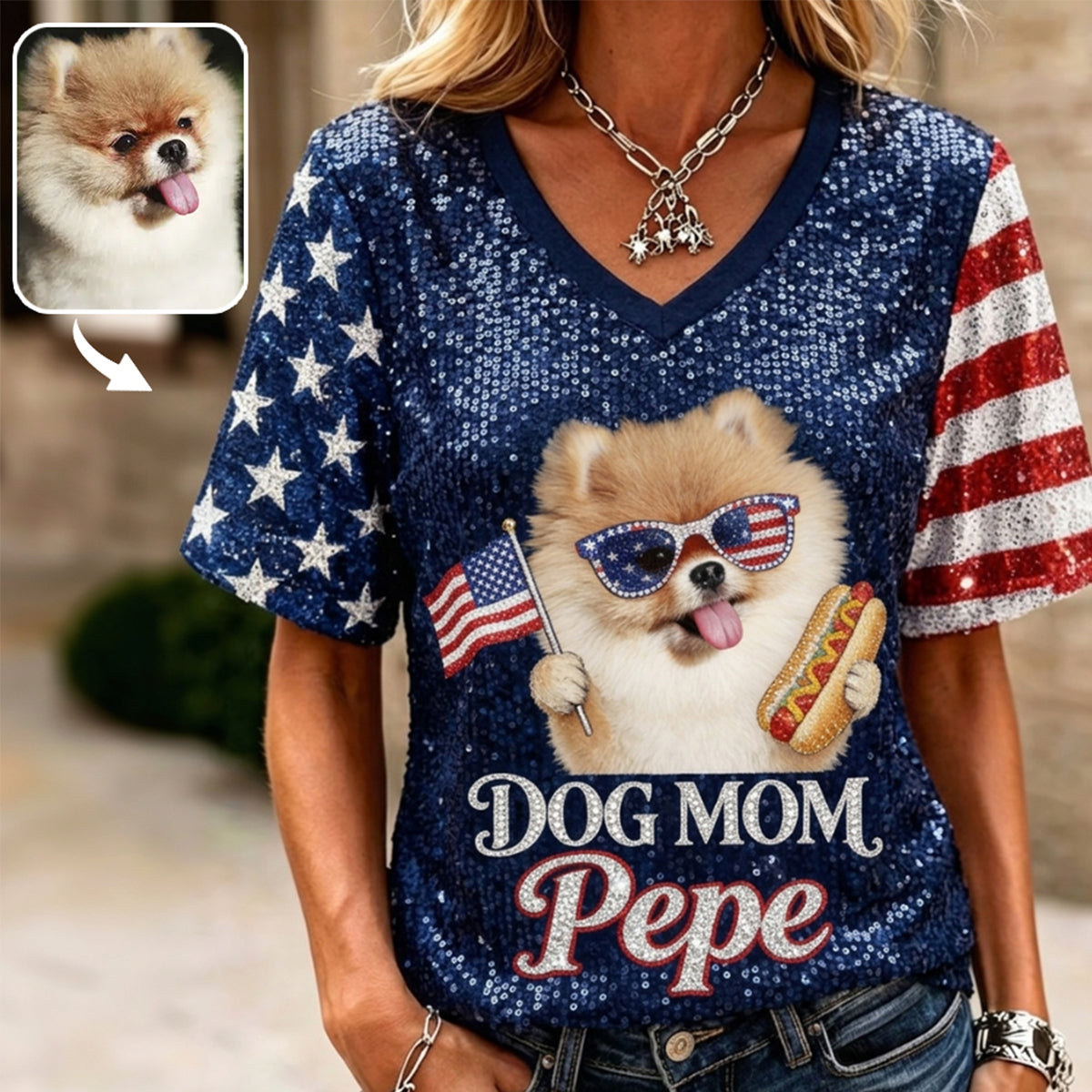 Patriotic Dog Owner - Personalized Dog Fully Printed V-Neck T-Shirt