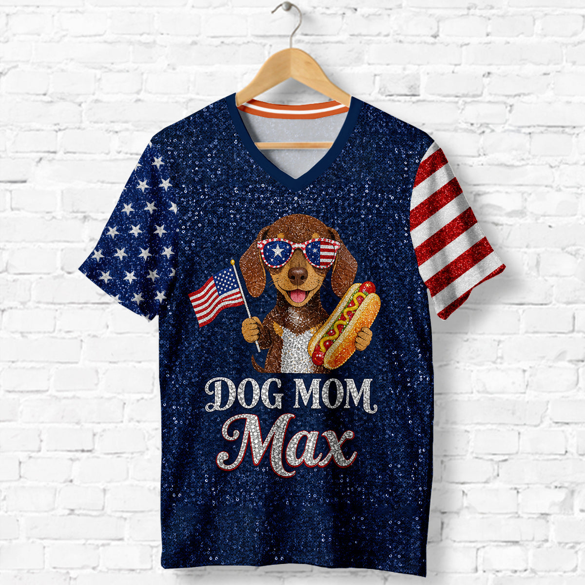 Patriotic Dog Owner - Personalized Dog Fully Printed V-Neck T-Shirt