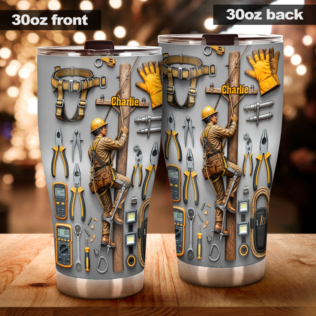 Strength Of The Line - Personalized Lineman Tumbler