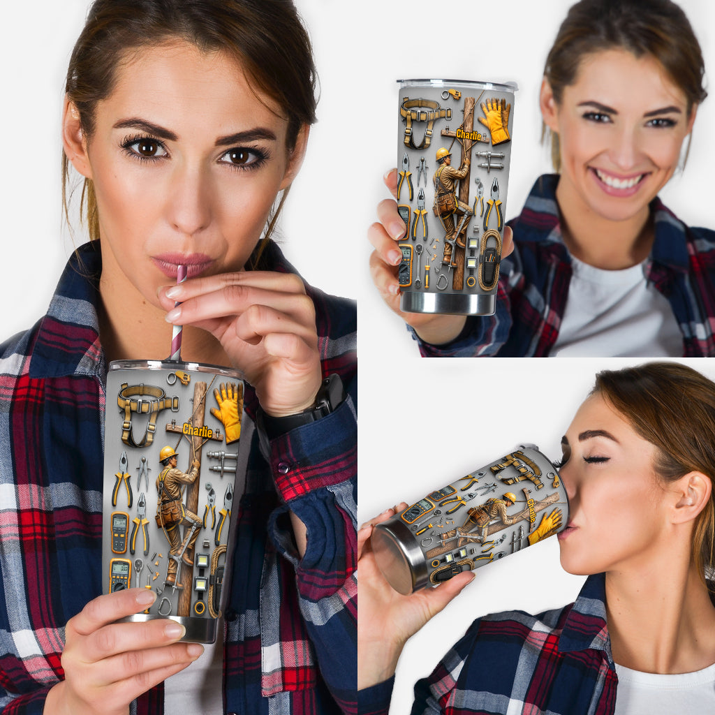 Strength Of The Line - Personalized Lineman Tumbler