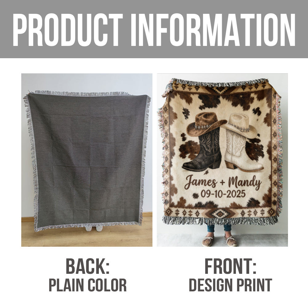 We Got This, Farmhouse Decoration, Cowboy Cowgirl Couple - Personalized Western Outfit Woven Blanket