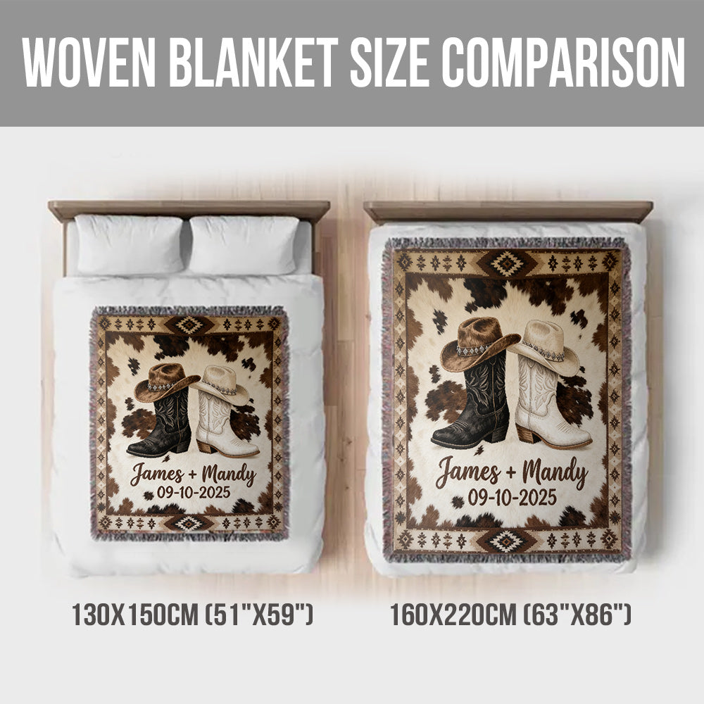 We Got This, Farmhouse Decoration, Cowboy Cowgirl Couple - Personalized Western Outfit Woven Blanket