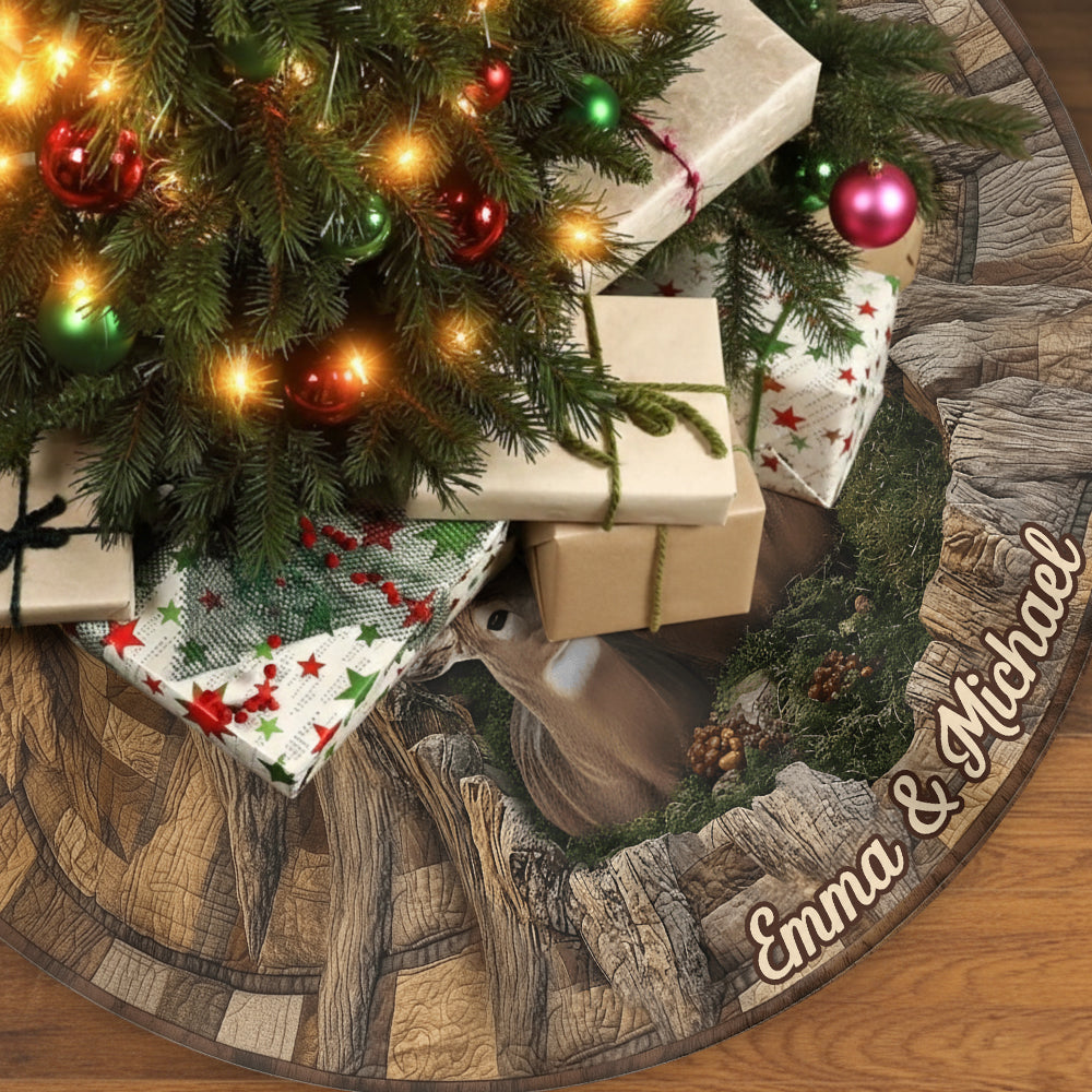 You & Me - Personalized Hunting Shaped Tree Skirt
