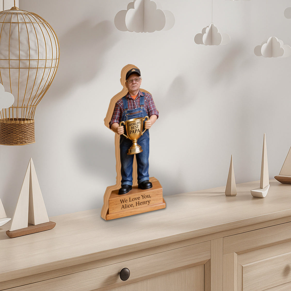 World's Best Papa - Personalized Grandpa Custom Shaped Wood Plaque