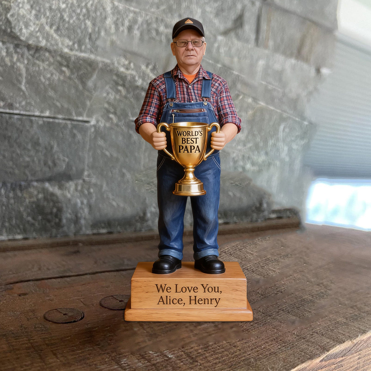World's Best Papa - Personalized Grandpa Custom Shaped Wood Plaque
