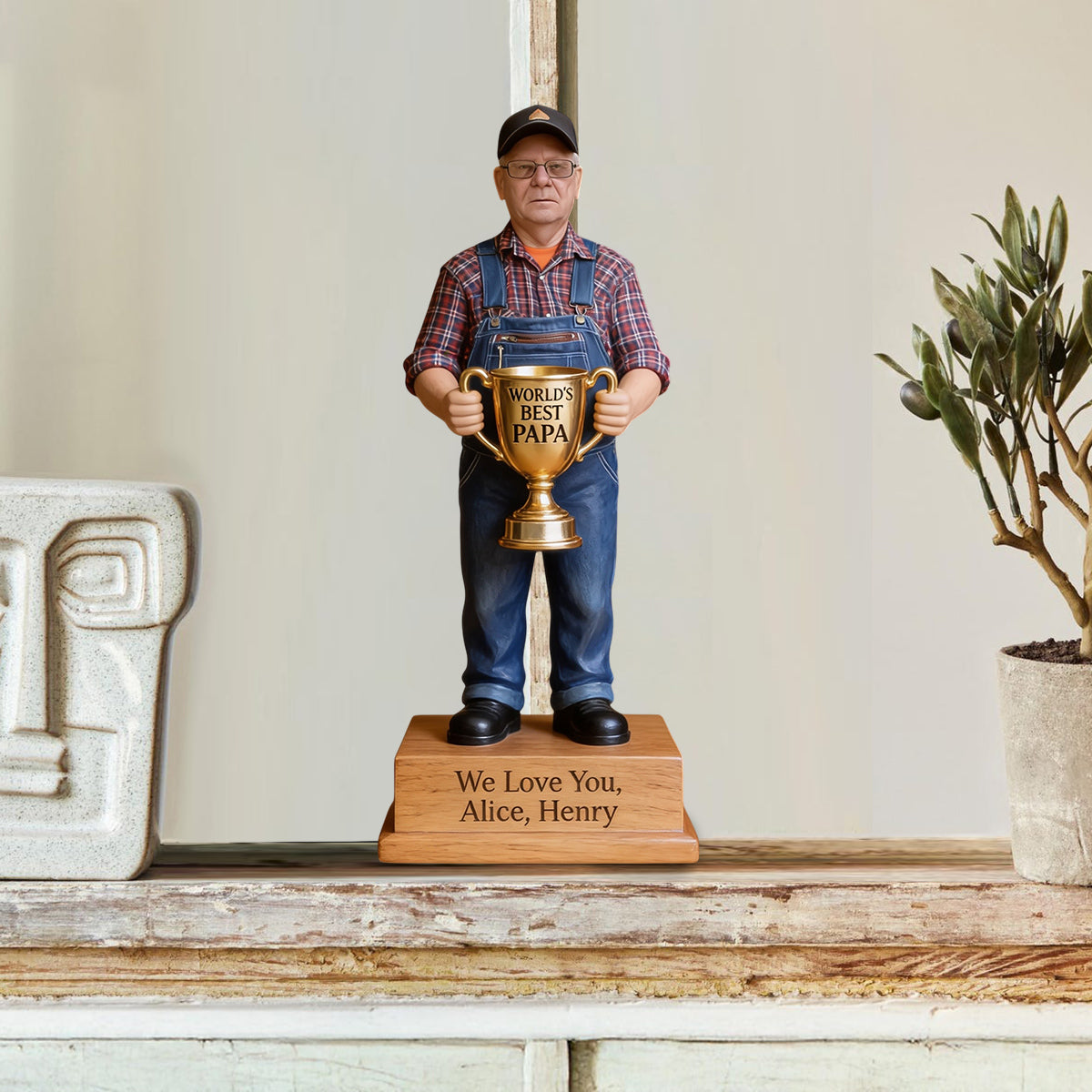 World's Best Papa - Personalized Grandpa Custom Shaped Wood Plaque