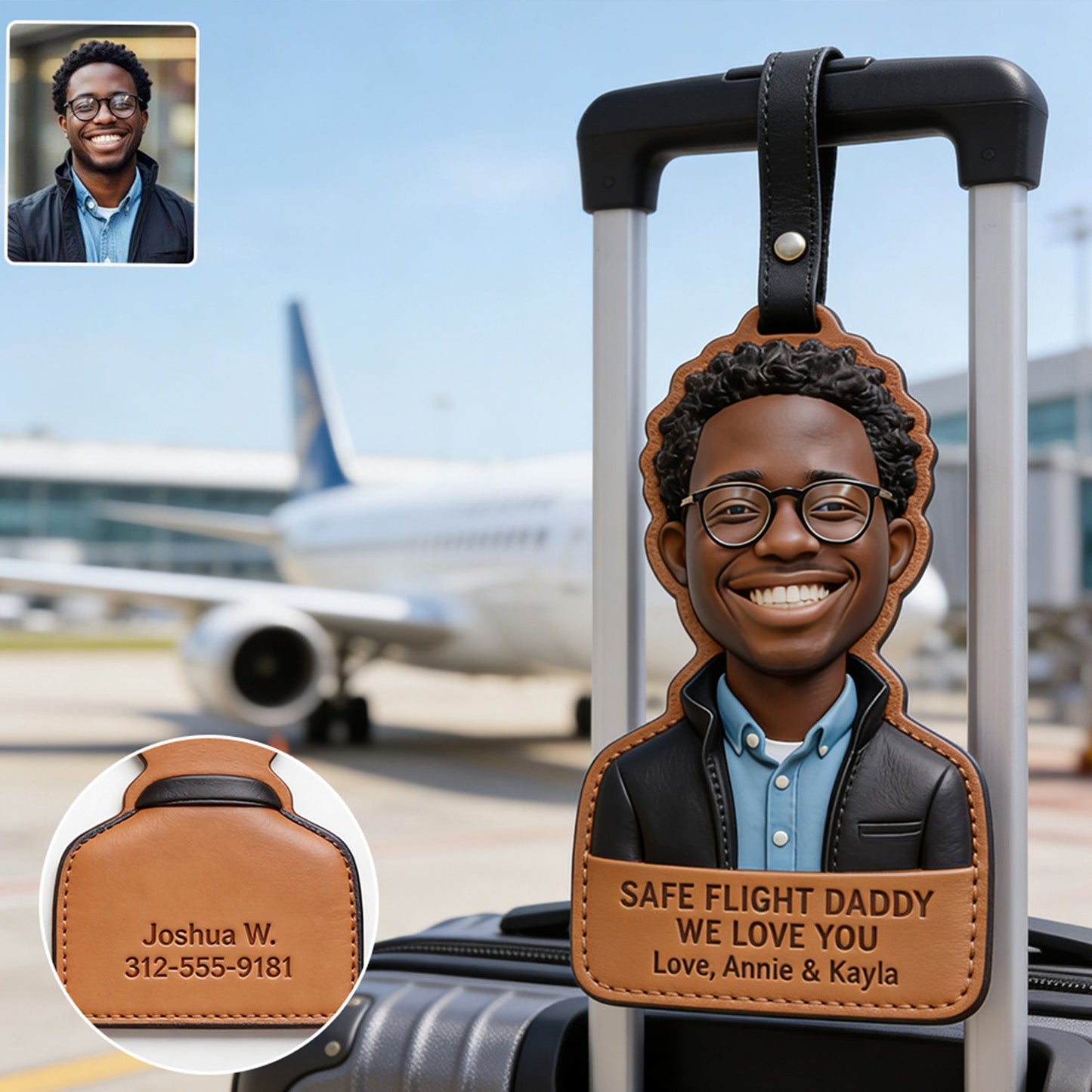 Never Far From Home - Personalized Father Luggage Tag