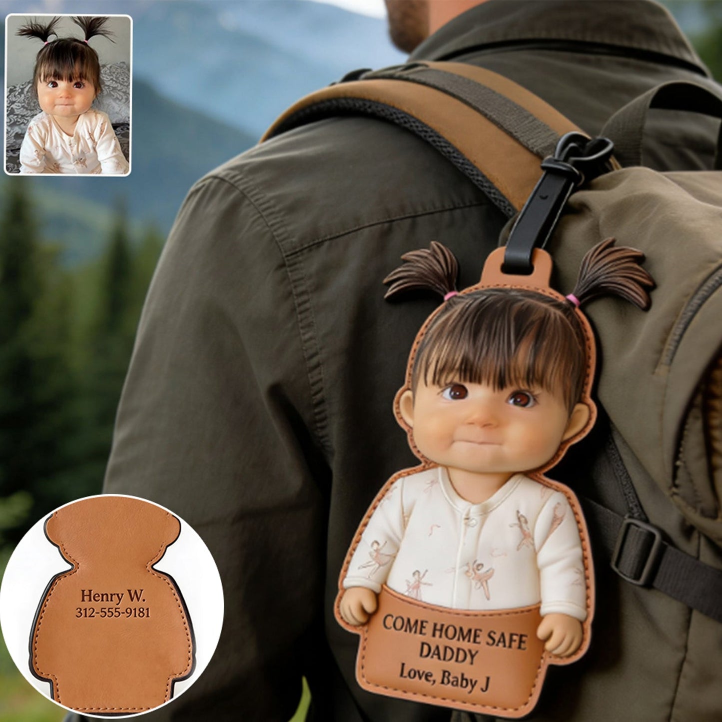 Never Far From Home - Personalized Father Luggage Tag