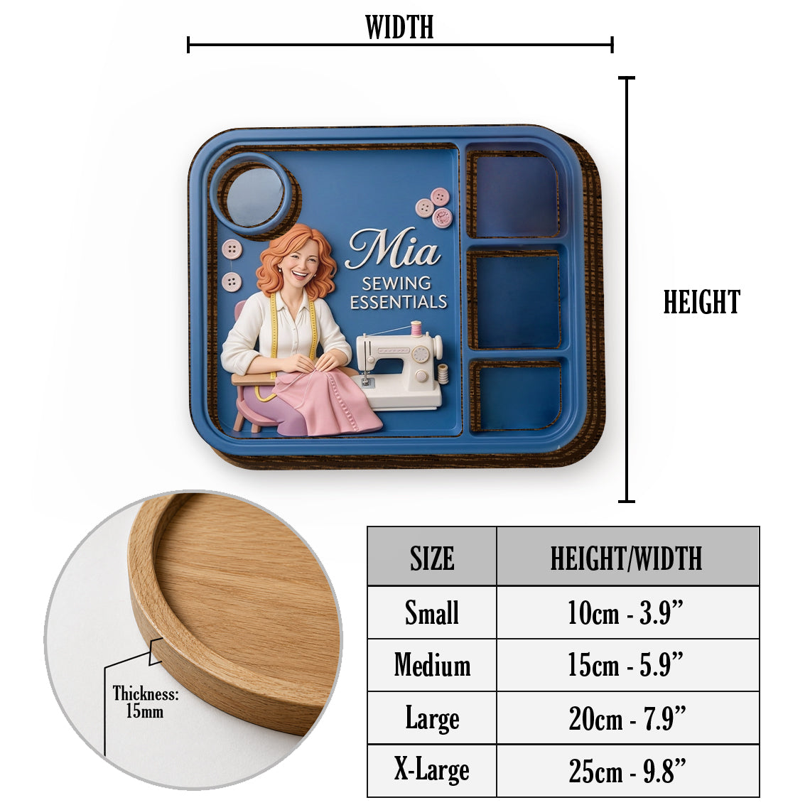 Sewing Kit - Personalized Sewing Wood Tray