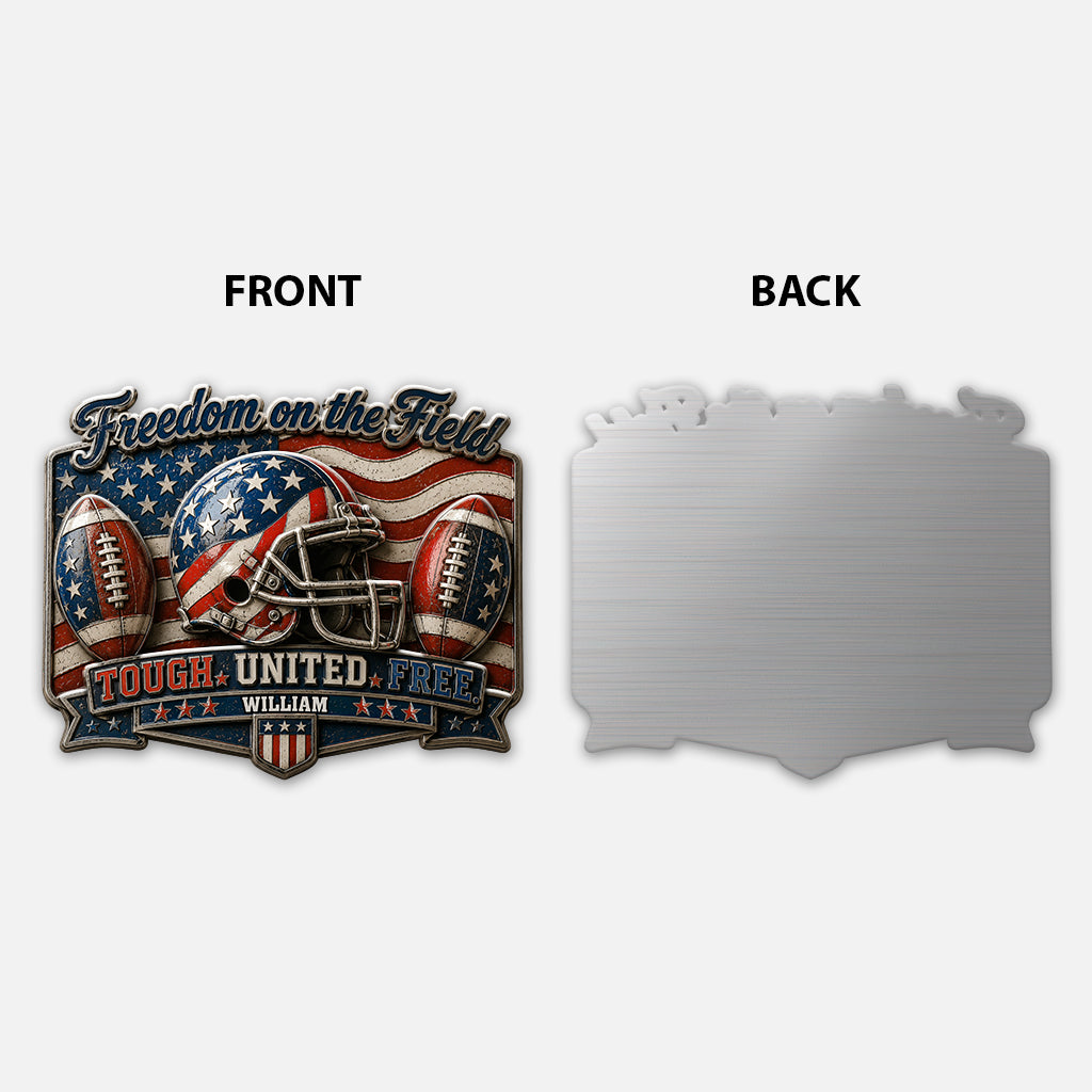 Play For Freedom - Personalized Football 3D Printed Cut Metal Sign