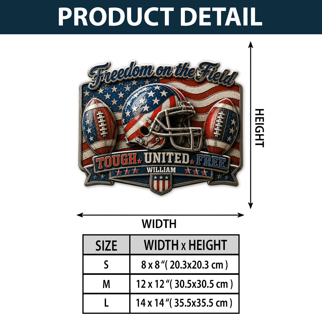 Play For Freedom - Personalized Football 3D Printed Cut Metal Sign