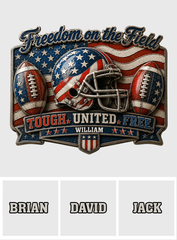 Play For Freedom - Personalized Football 3D Printed Cut Metal Sign