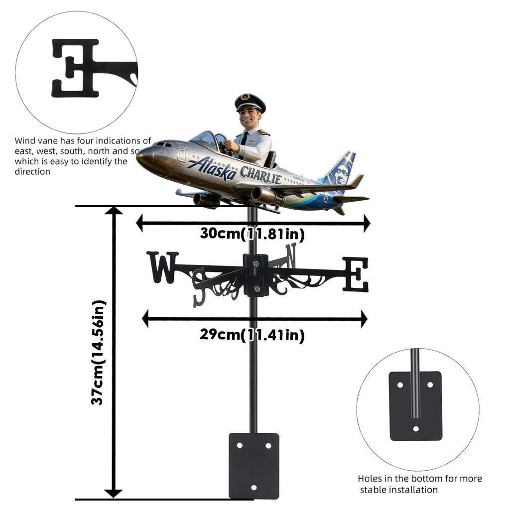 Pilot The Dream Job - Personalized Pilot Weather Vane