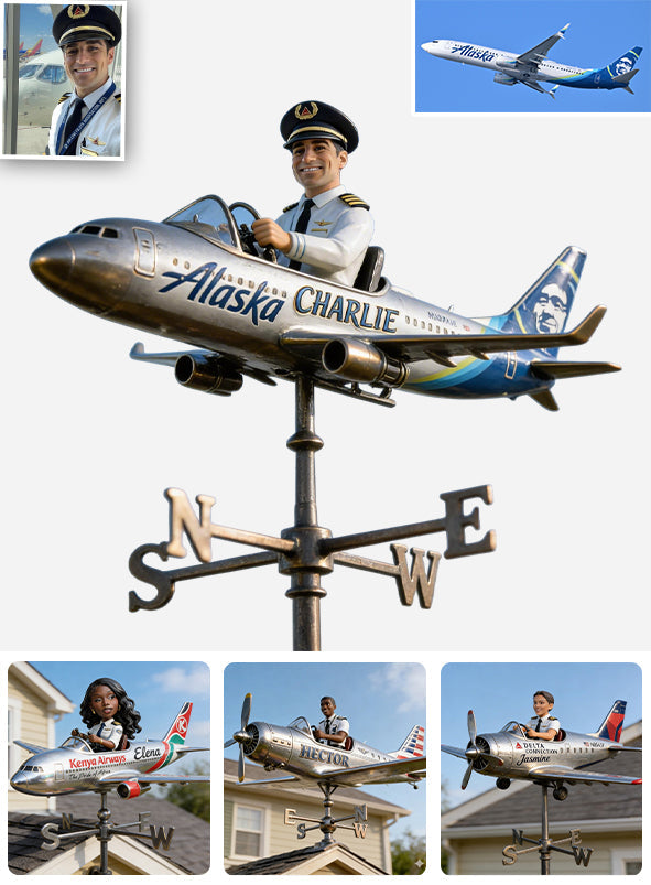 Pilot The Dream Job - Personalized Pilot Weather Vane