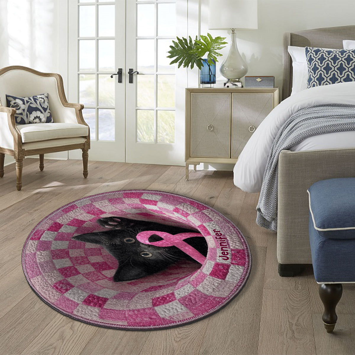 The Warrior - Personalized Breast Cancer Awareness Non-Slip Tufted Rug