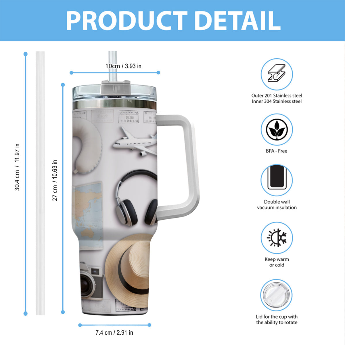 Love Traveling - Personalized Travelling Tumbler With Handle