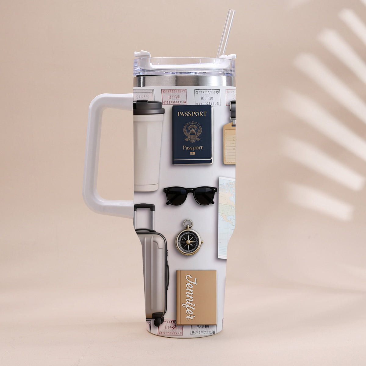 Love Traveling - Personalized Travelling Tumbler With Handle