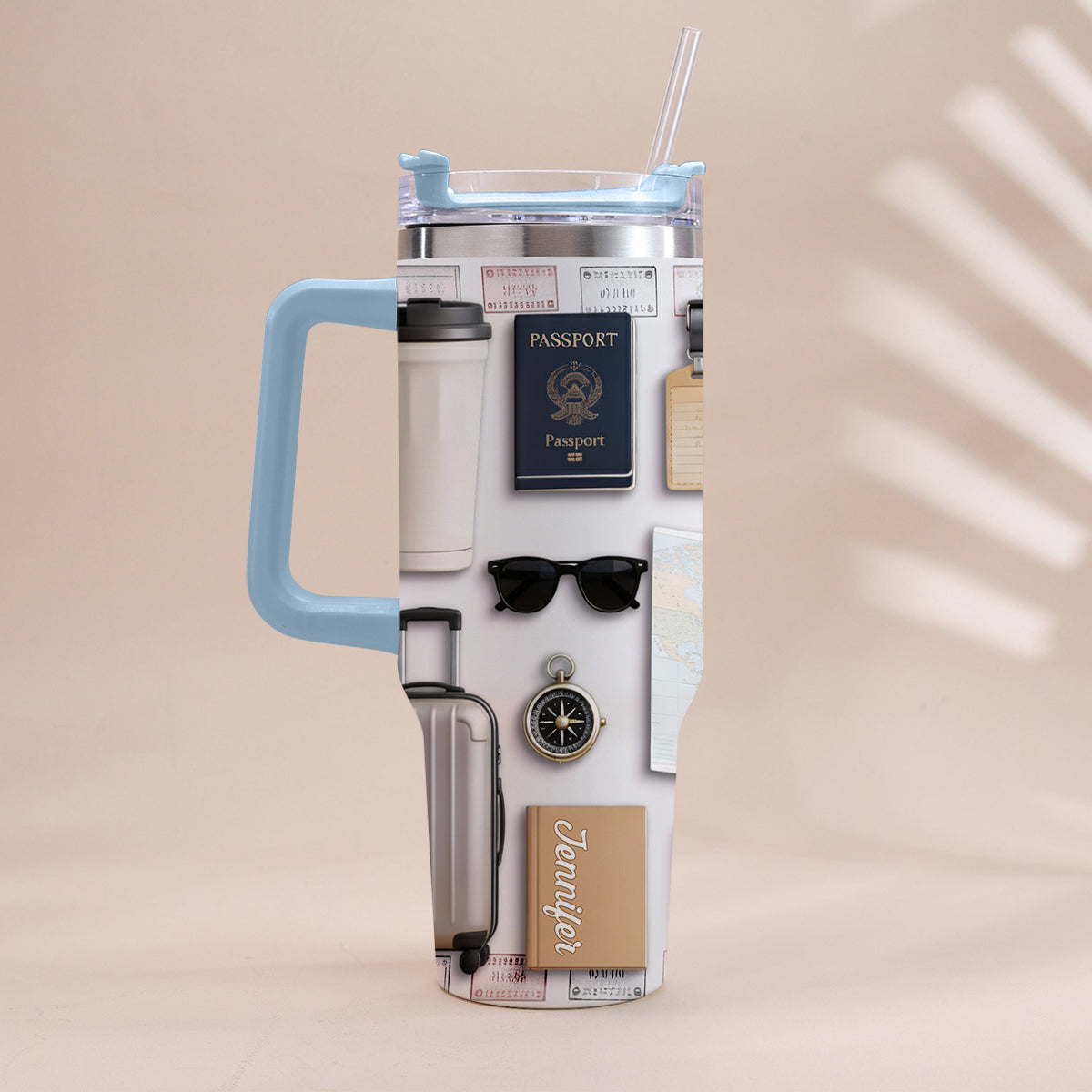 Love Traveling - Personalized Travelling Tumbler With Handle