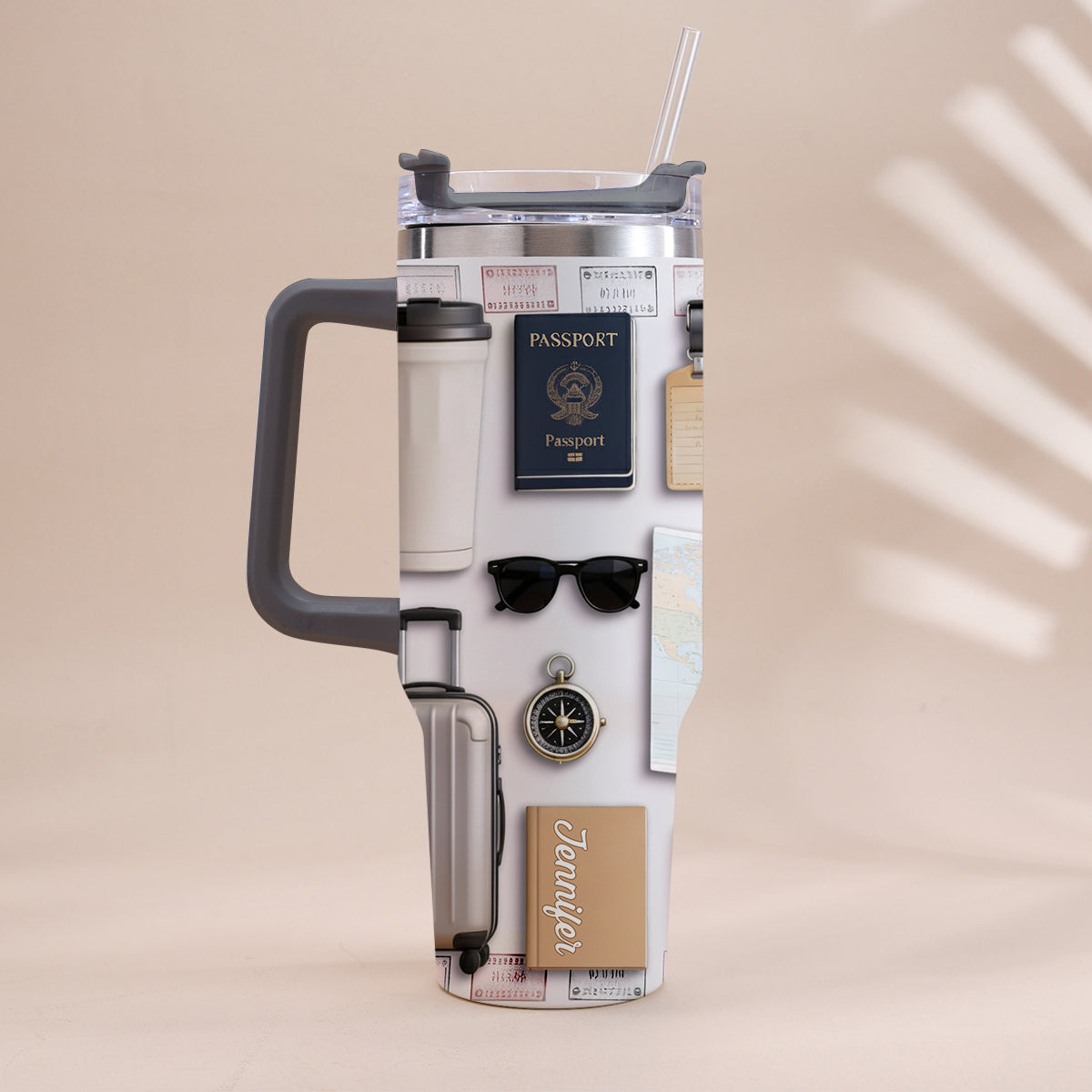 Love Traveling - Personalized Travelling Tumbler With Handle