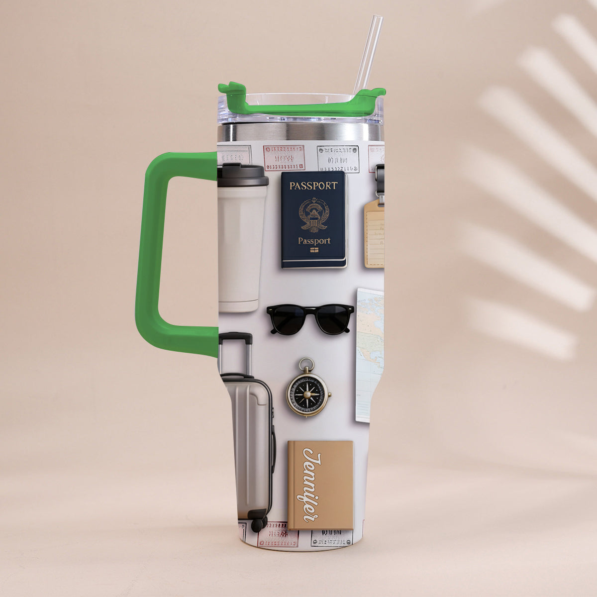 Love Traveling - Personalized Travelling Tumbler With Handle